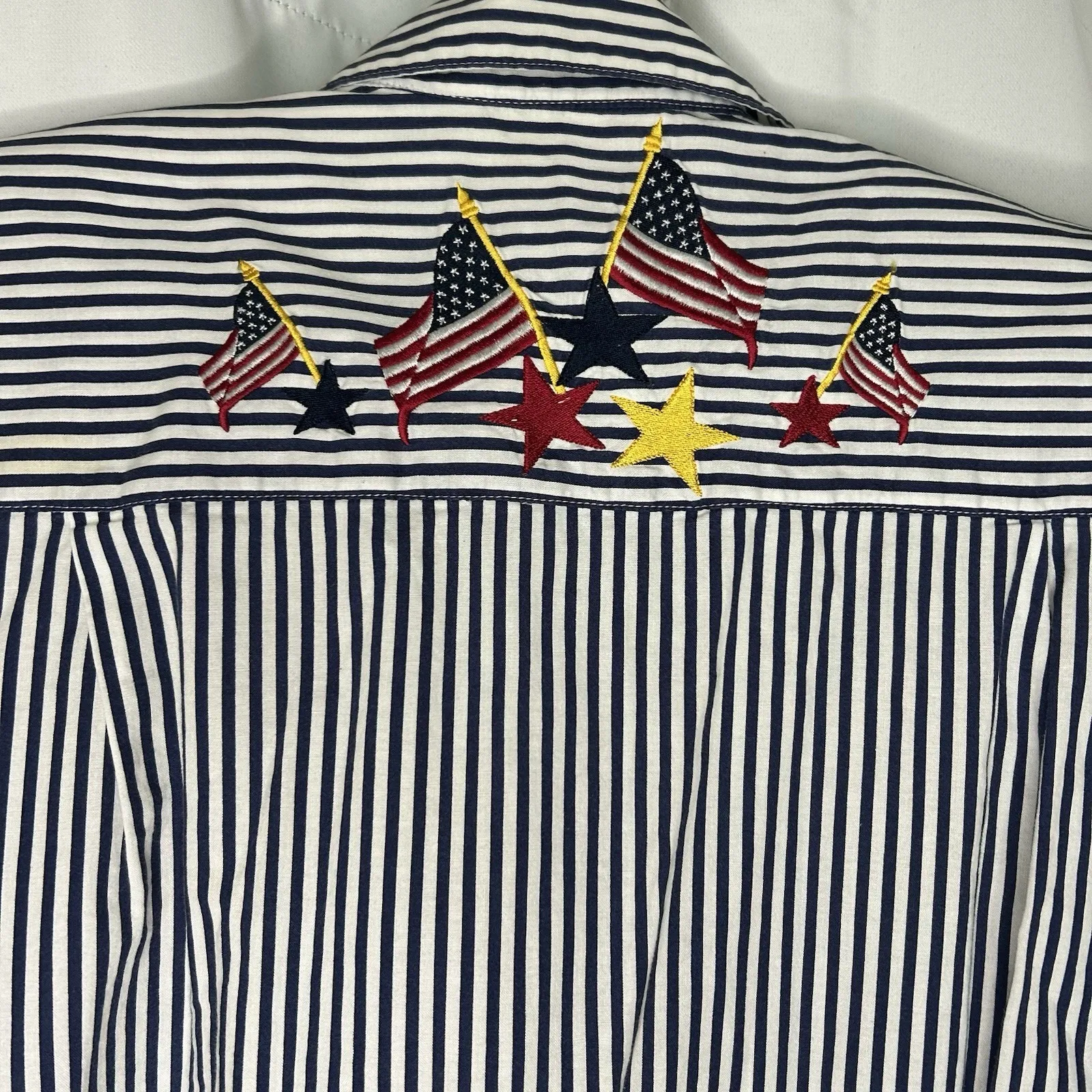 Vintage Karen Scott‎ Women's Small Patriotic Flag Embroidered Short Sleeve - Image 8