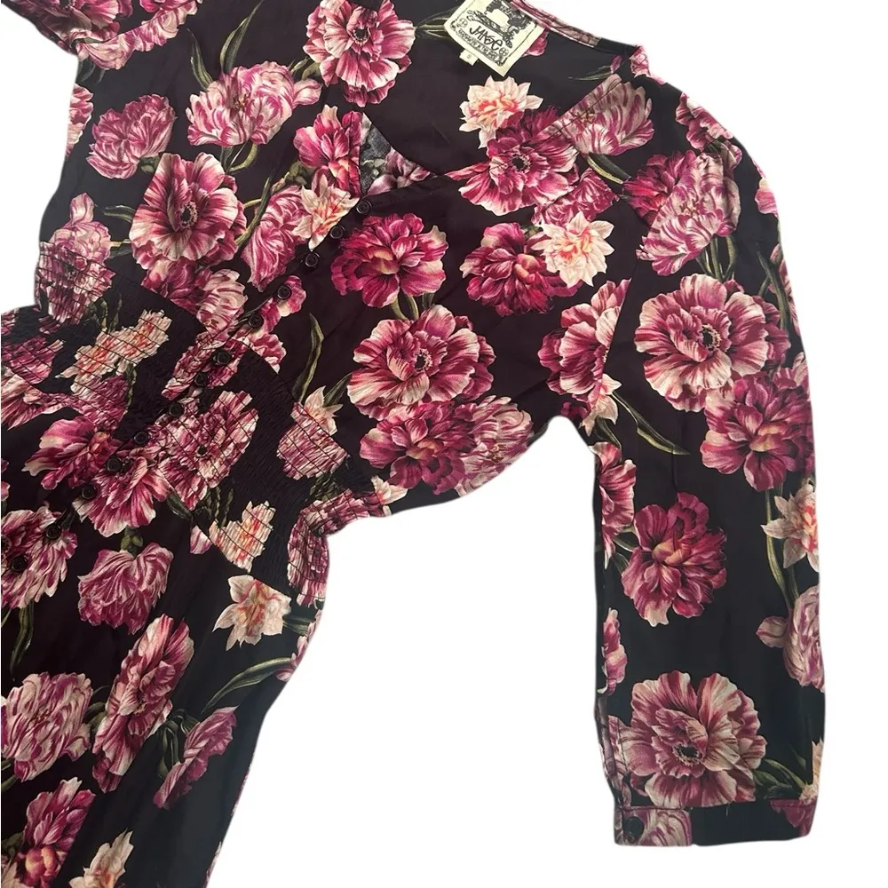 Jaase Indiana Floral Button Bodice Split Front Maxi Dress S Boho Gypsy Indie - Image 5