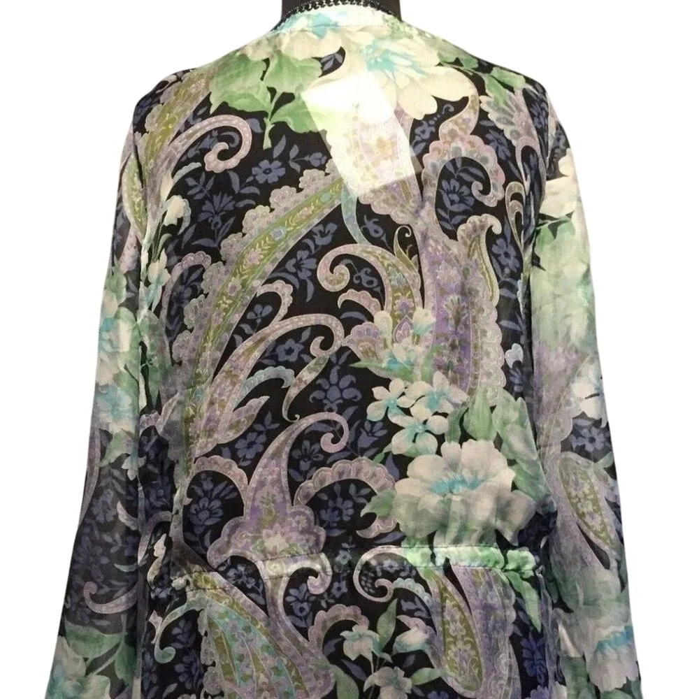 Cache Embellished Peasant Boho Sheer Illusion Drawstring Top Silk $128 NWT - Image 5