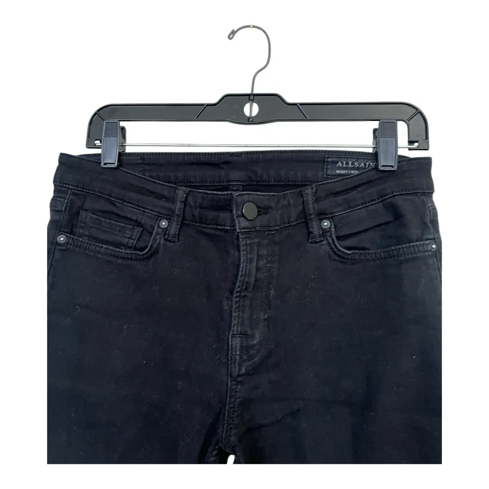 All Saints Mast Fit Black Skinny Jeans Full-Length Denim Size W32 - Image 4