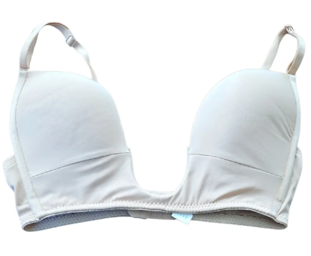 Deep U Plunge Convertible Bra Low Cut Multi-Way Nude Womens Size 34D - Image 1