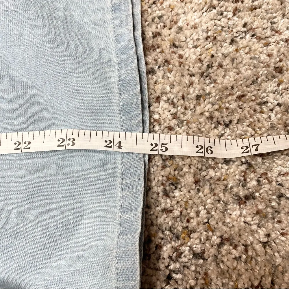 As U Wish Chambray Denim Cotton Tie Front Romper in Sky Blue Small - Image 13