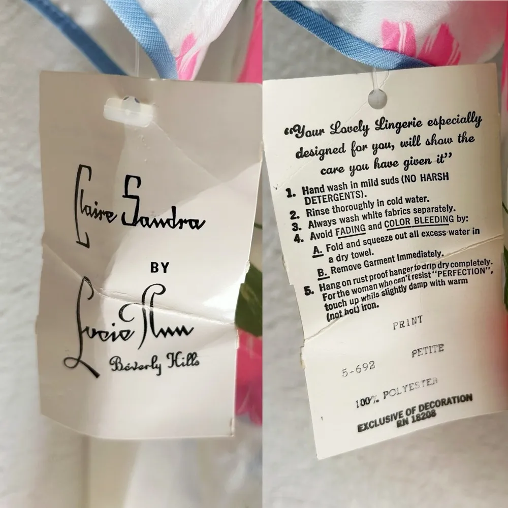 Vintage Claire Sanders by Lucie Ann Maxi Nightgown & Robe Floral Set NWT Small White - Image 9