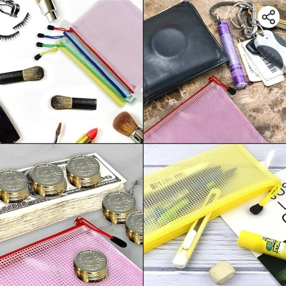 Set/3 Waterproof BLUE Document Zipper Travel Pouches, File Organizers, Clear - Image 9