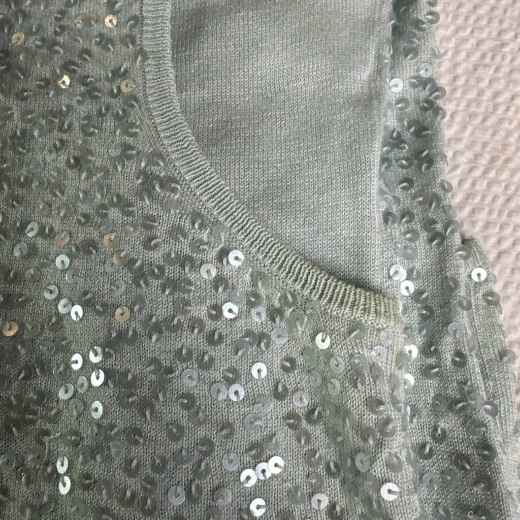 Talbots Light Blue Sequined Sleeveless Top Sz XS Silk Blend - Image 8