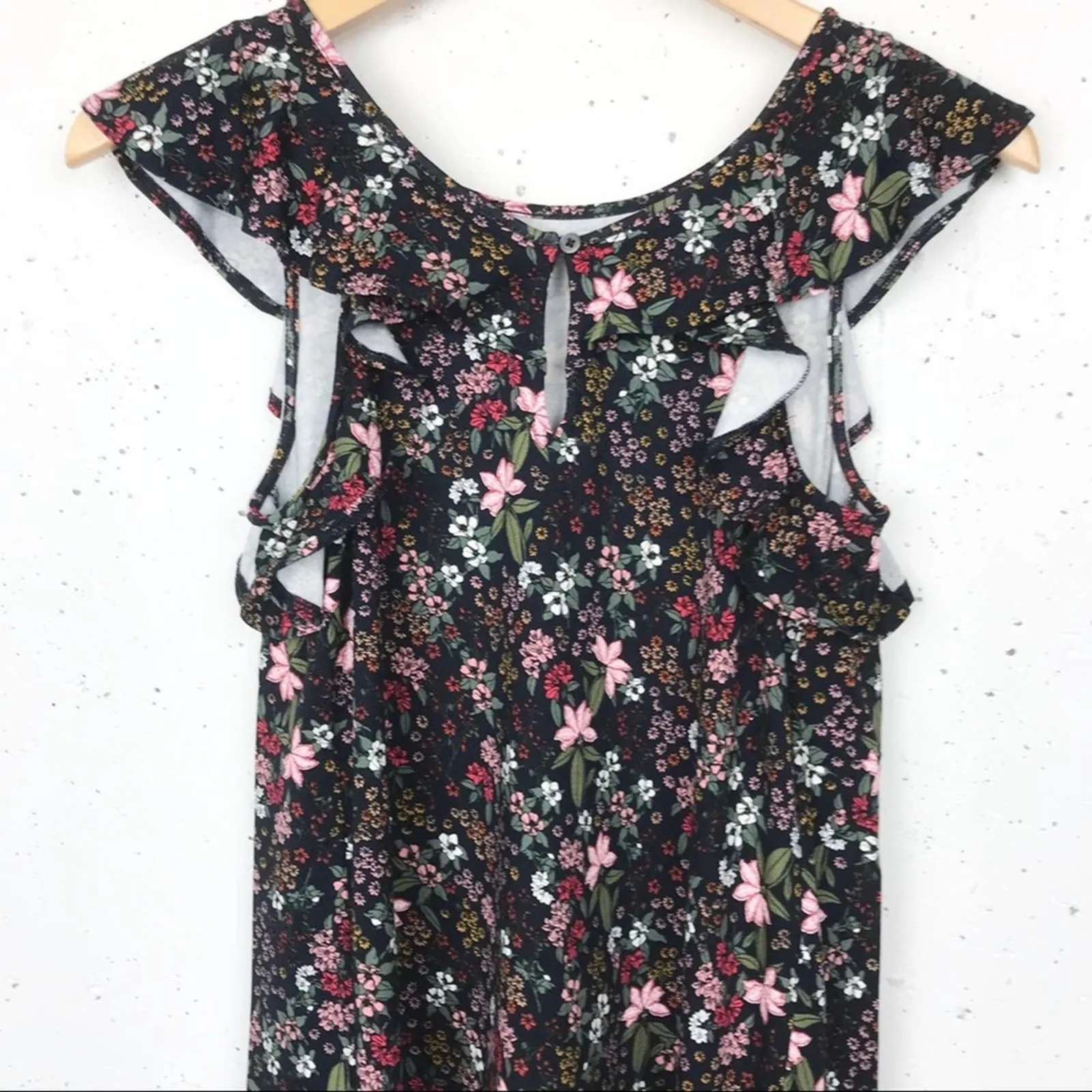 Ann Taylor LOFT Womens Garden Ruffle Sleeveless Swing Dress Navy Size XS - Image 11