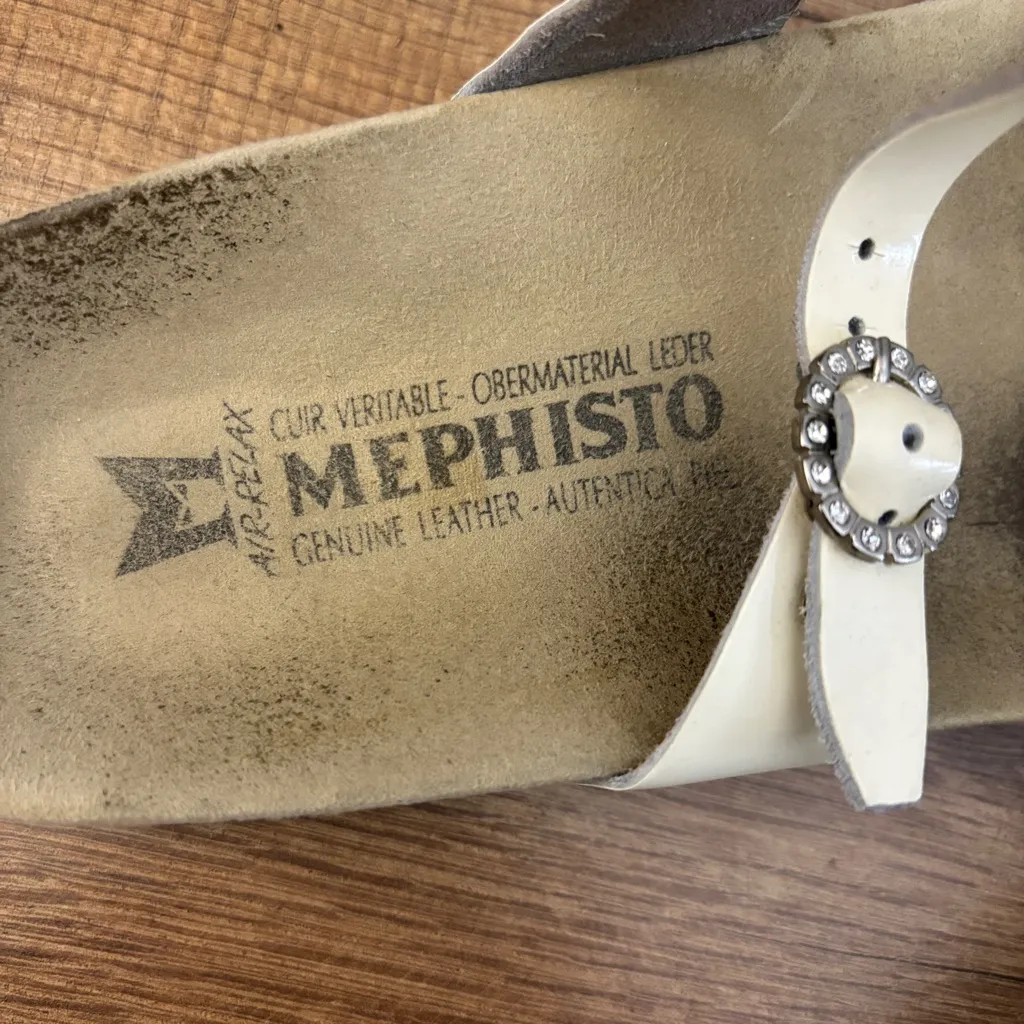 Mephisto Idelya Patent Leather Rhinestone Footbed Sandals Women’s Size 10 - Image 2