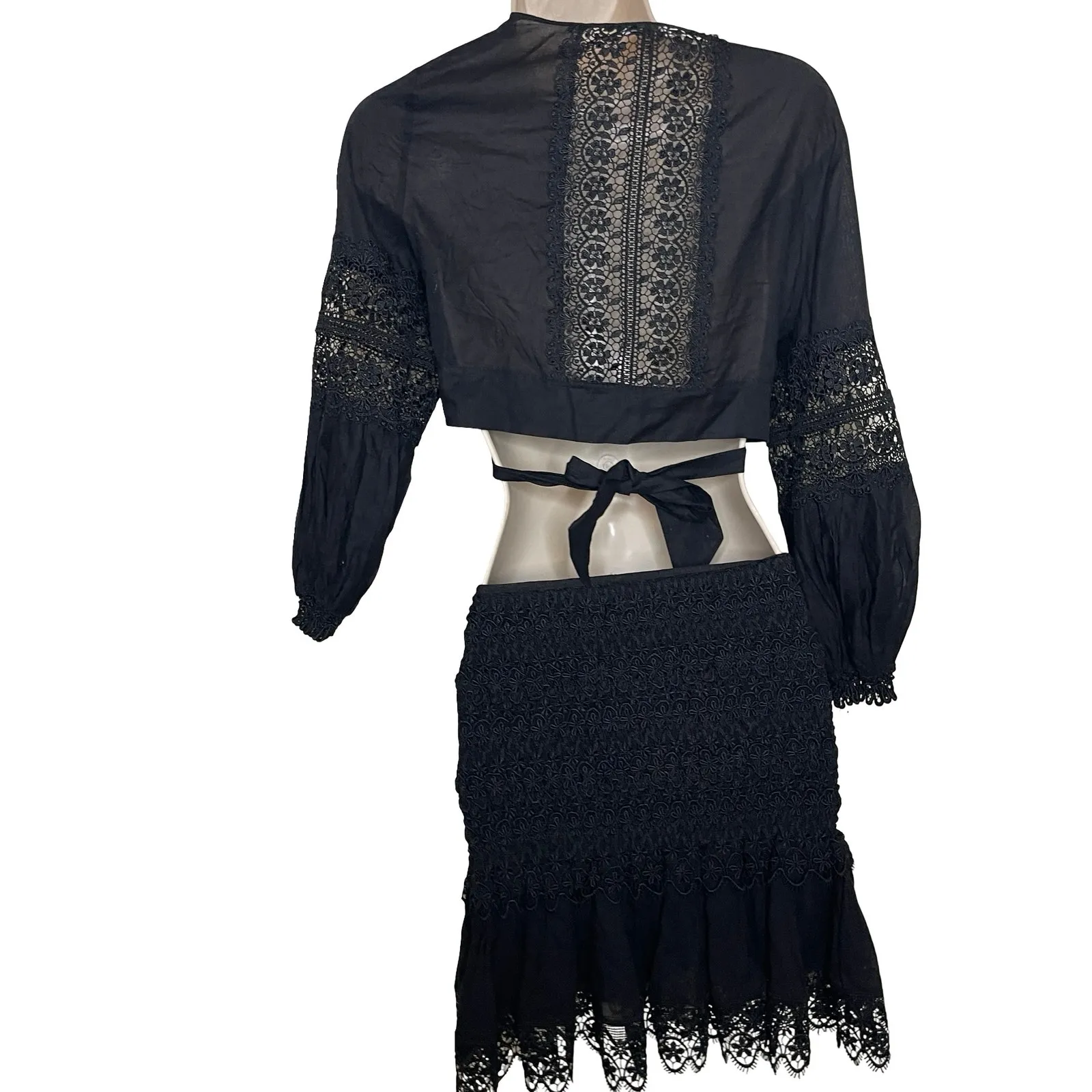 CHARO RUIZ IBIZA Vania Blouse and Fleur Mini Skirt Set in Black Sz S - Image 7