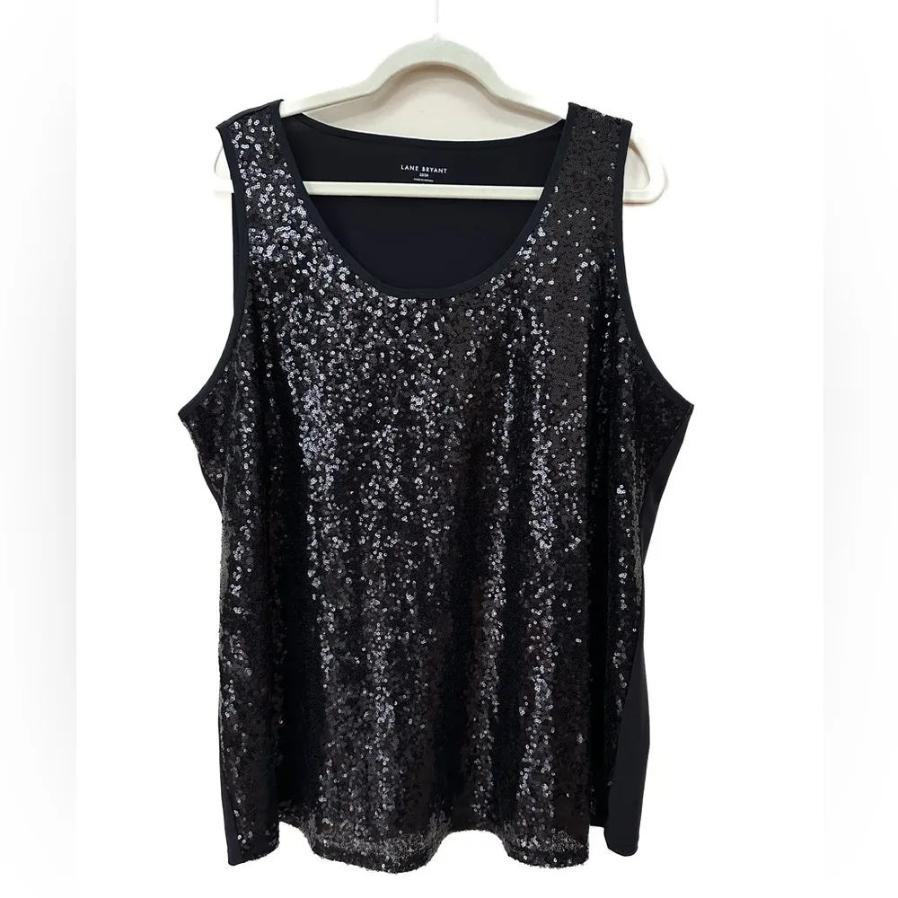 scoop neck sequined tank, black, Sz 22/24. Sparkle for the holidays! - Image 4