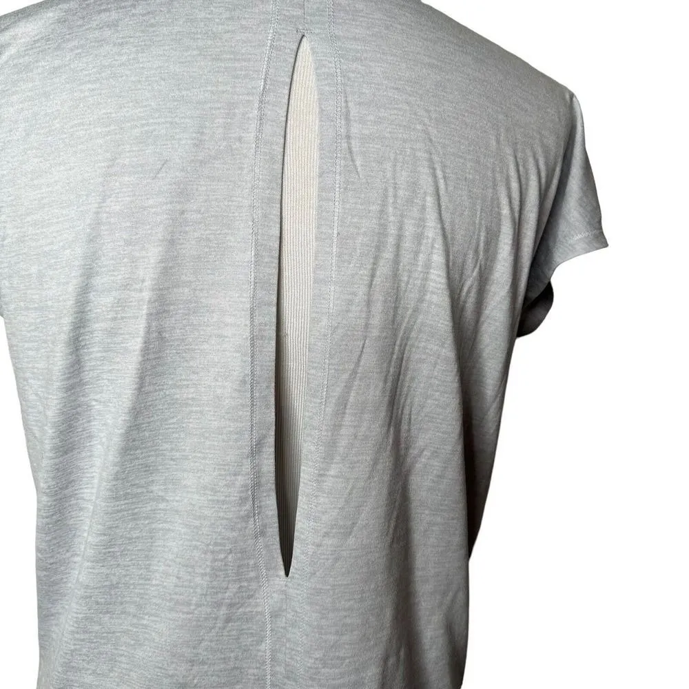 Yogalicious Open Back Workout Tank Top Women S Gray Athletic Cut‎ Out Gym Tee - Image 8