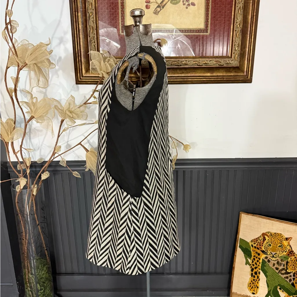 HD In Paris Anthropologie Black & Cream Herringbone Shift Dress ~ Size 5P 💚🍄 - Image 4