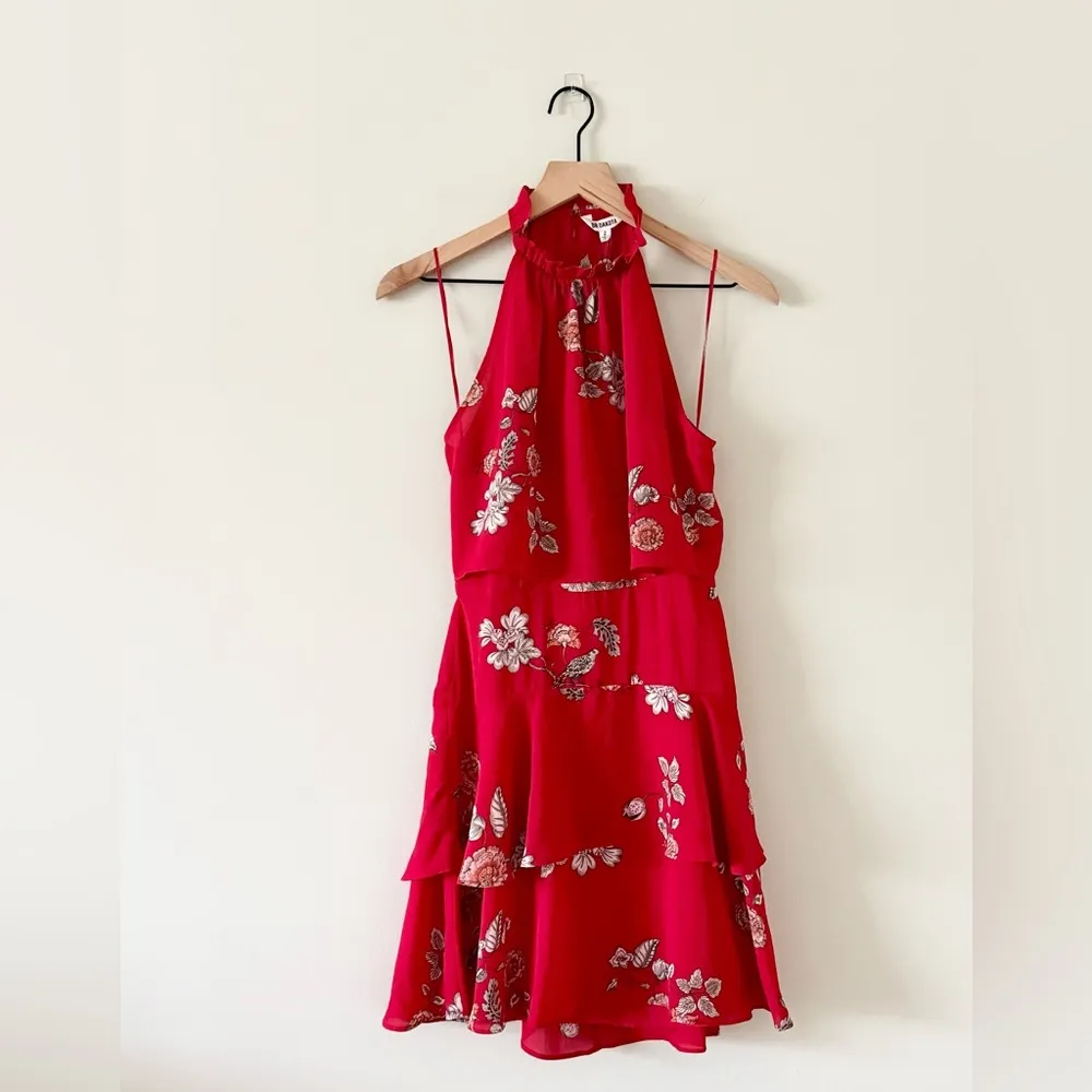 NWT BB Dakota Cadence Popover High Neck Sleeveless Mini Dress in Red Floral - 2 - Image 3