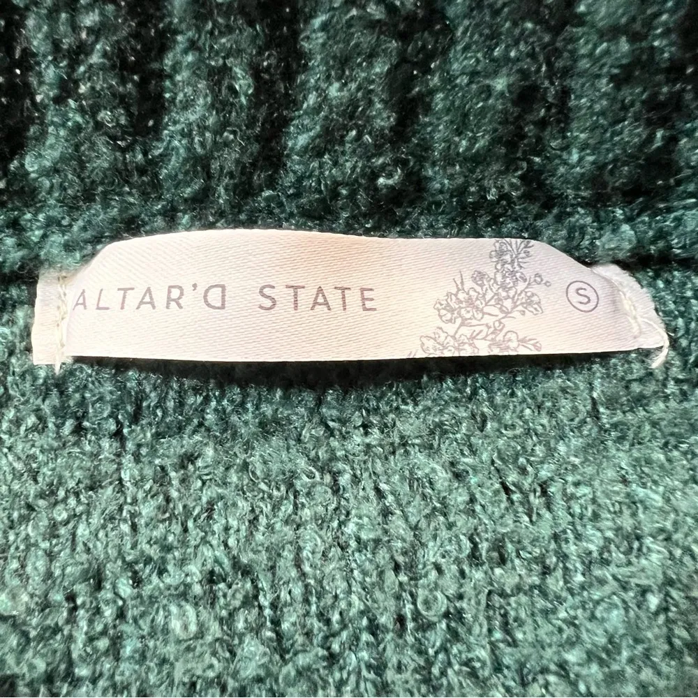 Altar'd State Altar’d State Dark Forest Green Balloon Sleeve Sweater Size Small EUC - Image 3