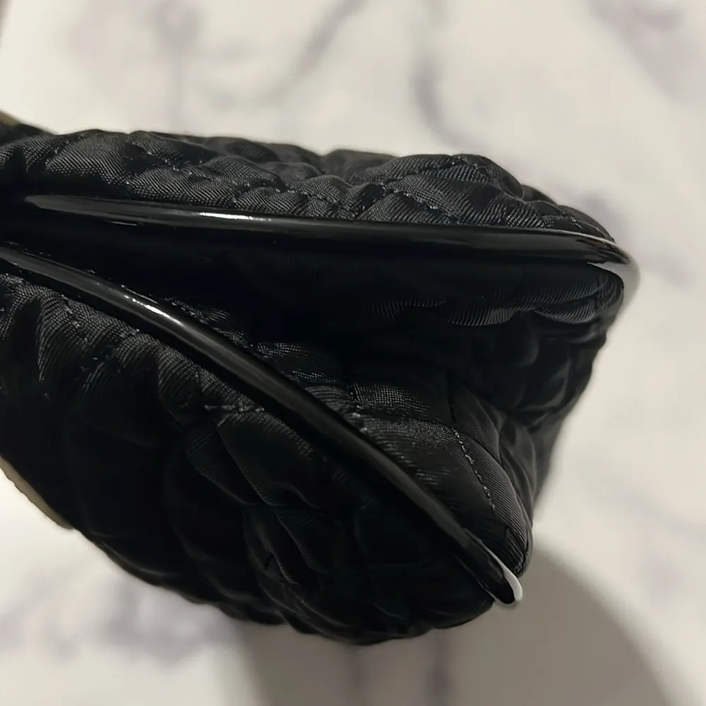 Vera Bradley Quilted Clutch Black Patent Leather Purse with Silver Tone Accents - Image 11