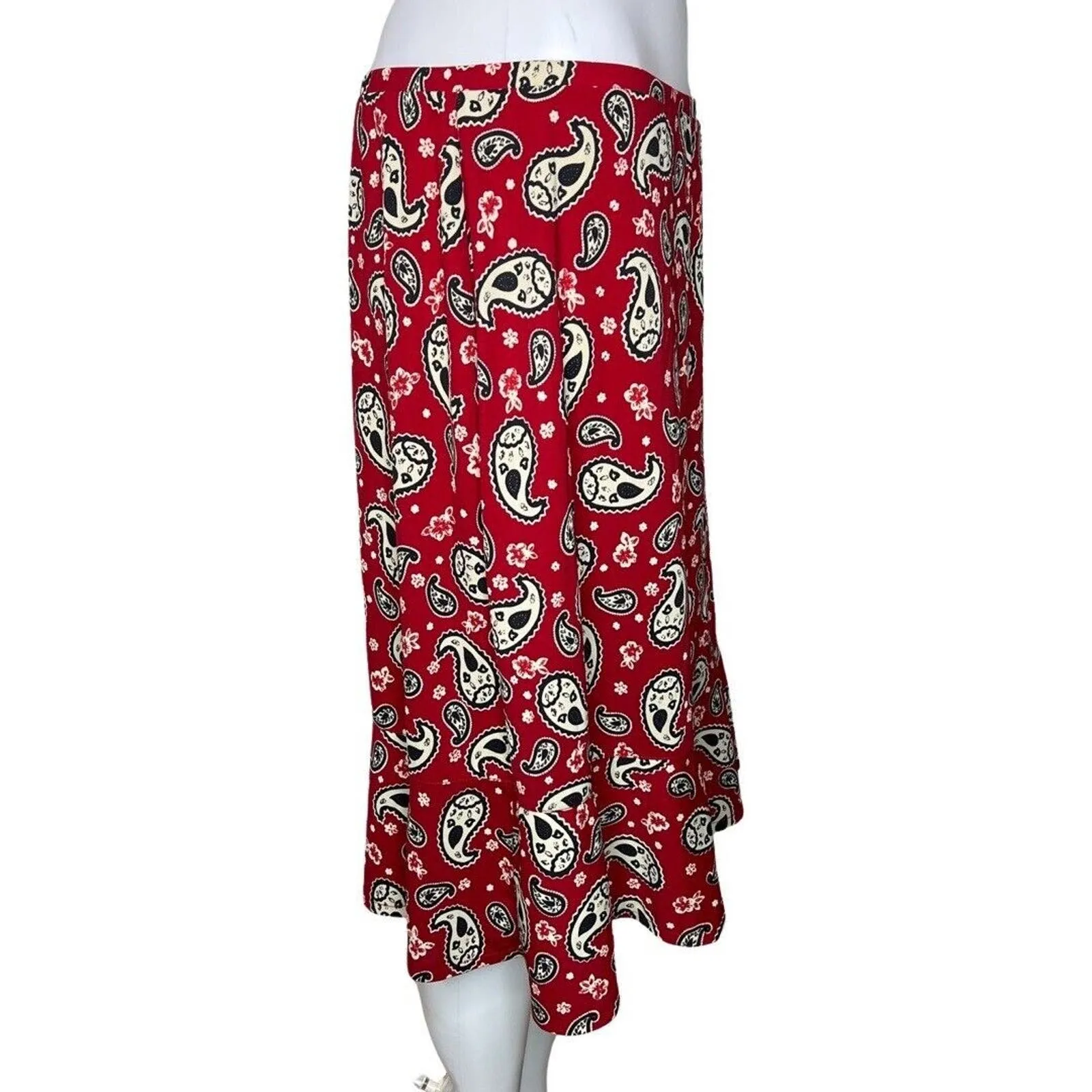 Harolds Skirt Womens Large Red White Paisley‎ Flowy Skirt Casual Business Office - Image 2