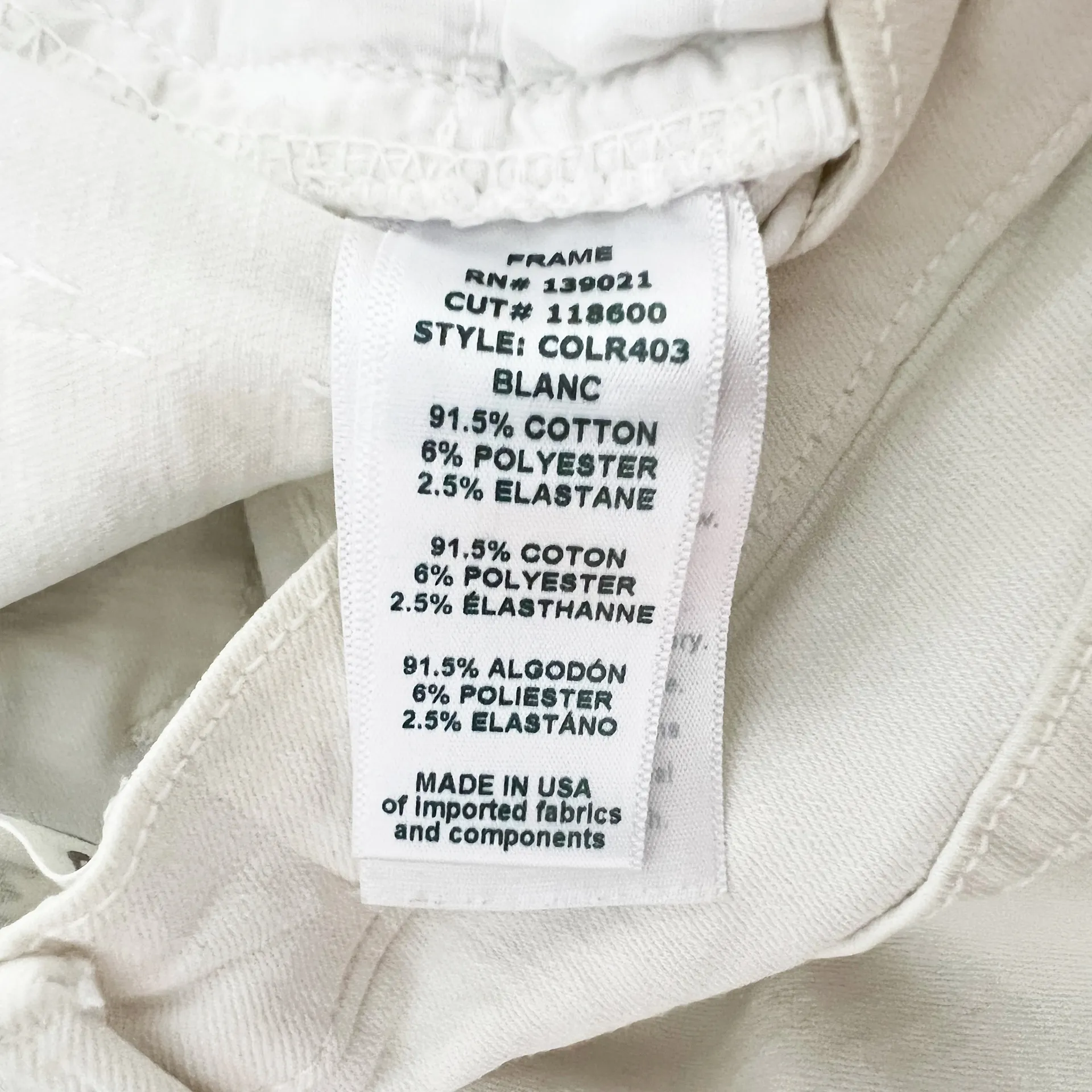 Frame  Le Skinny de Jeanne Mid Rise Cotton Stretch Ripped Jeans Blanc White 27 - Image 3