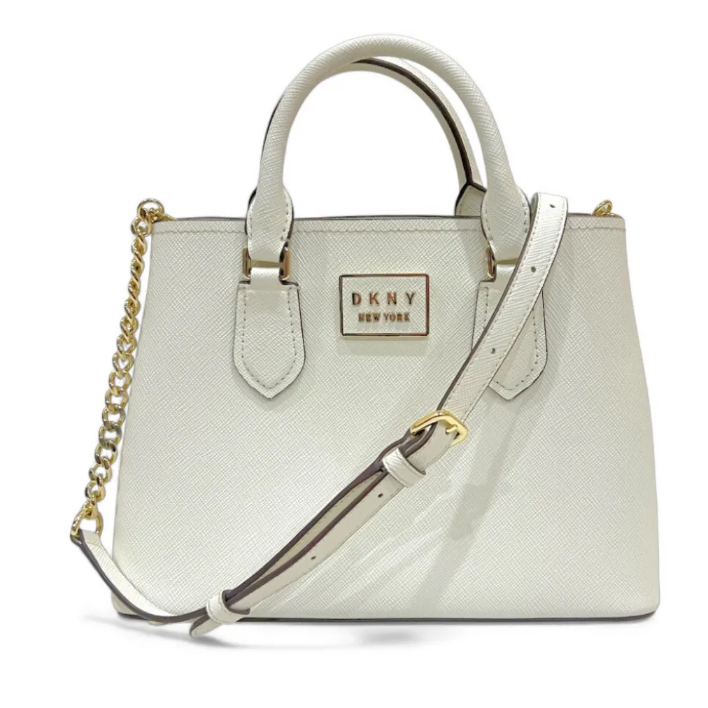 DKNY Ivory Leather Bianca Medium Satchel Bag - Image 15