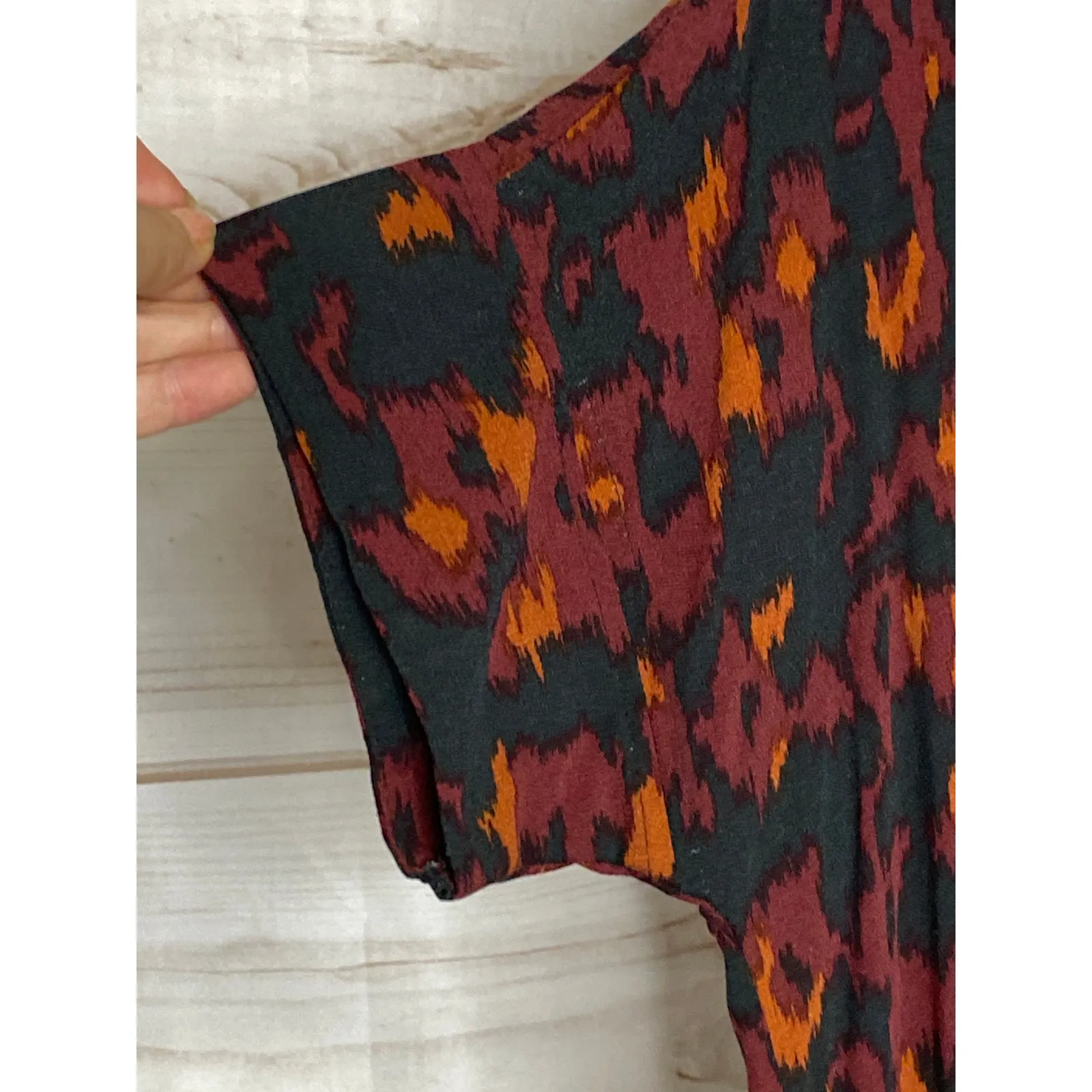 Brand New Bobeau Women's Small Black Red Orange Short Sleeve A Line Mini Dress - Image 2