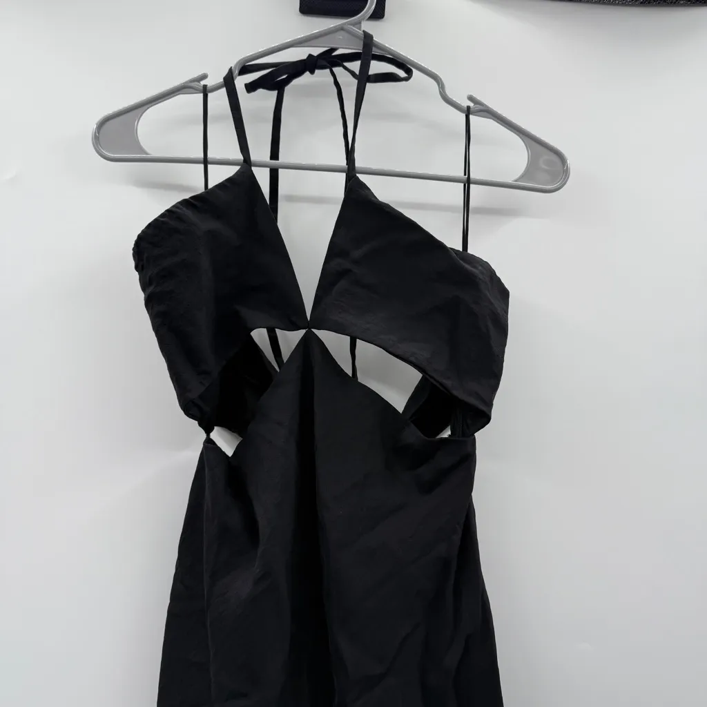 RTR Marina‎ Moscone Shipwrecked Cutaway Black Sleeveless Halter Midi Dress Sz 8 - Image 5