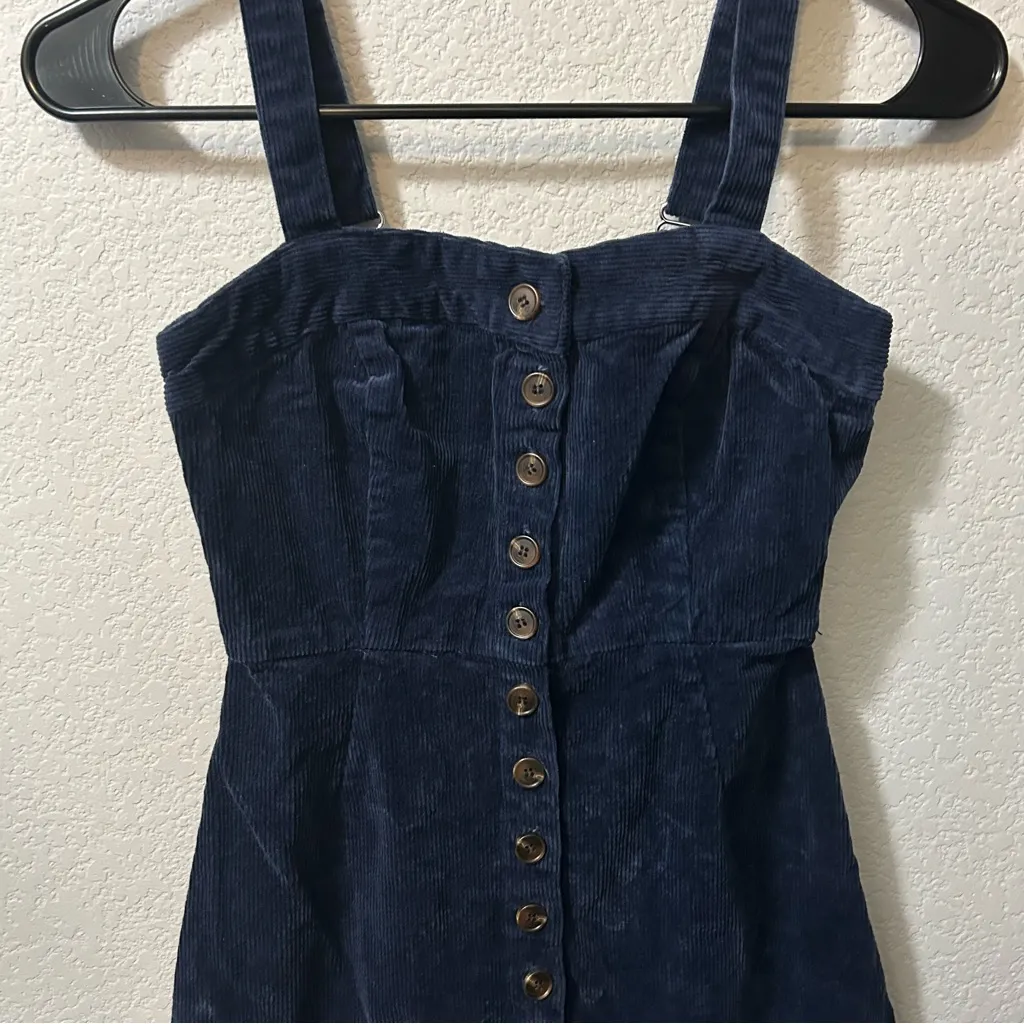 Sky & Sparrow Navy Corduroy Button Dress XS - Image 3