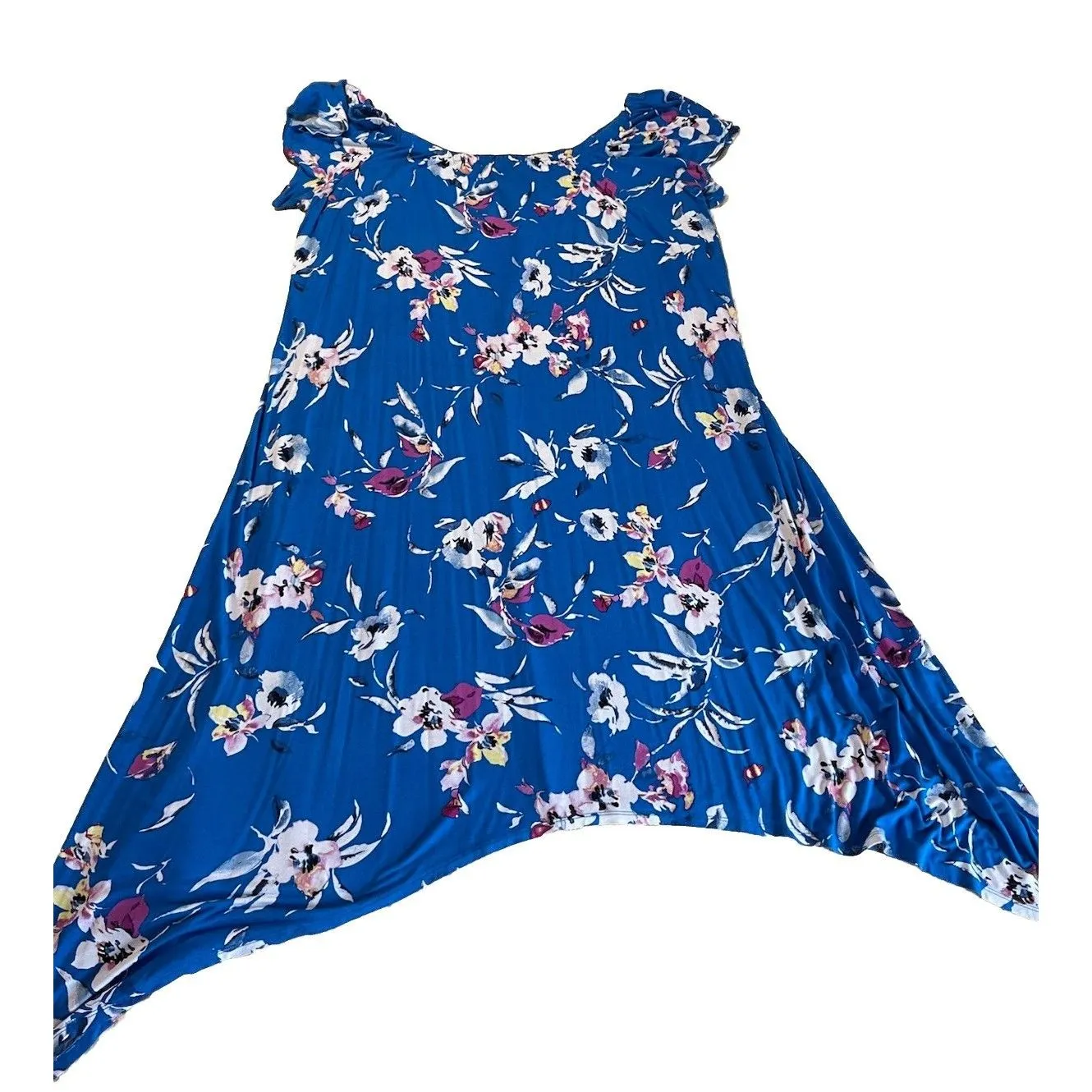 Lane Bryant Blue Floral Midi Dress Size 22/24 Shift Beachy Tropical Resort - Image 3