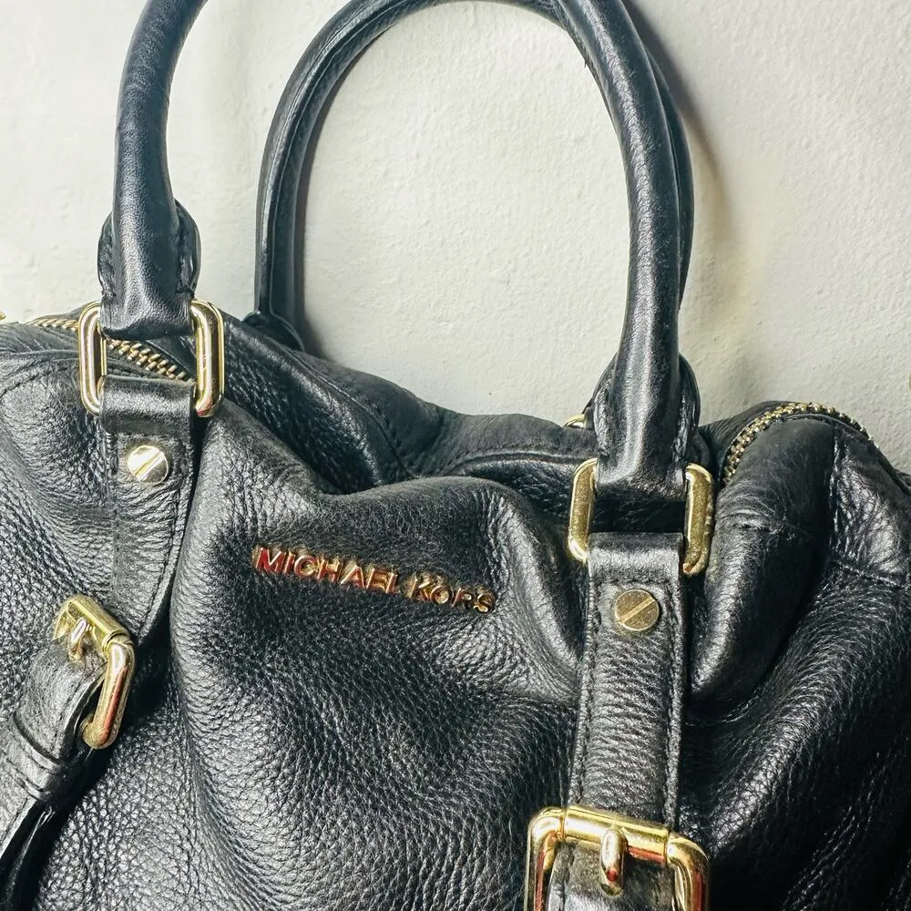 MICHAEL KORS Weston Black Leather Shoulder Satchel Zip Up Tassel Handbag - Image 8