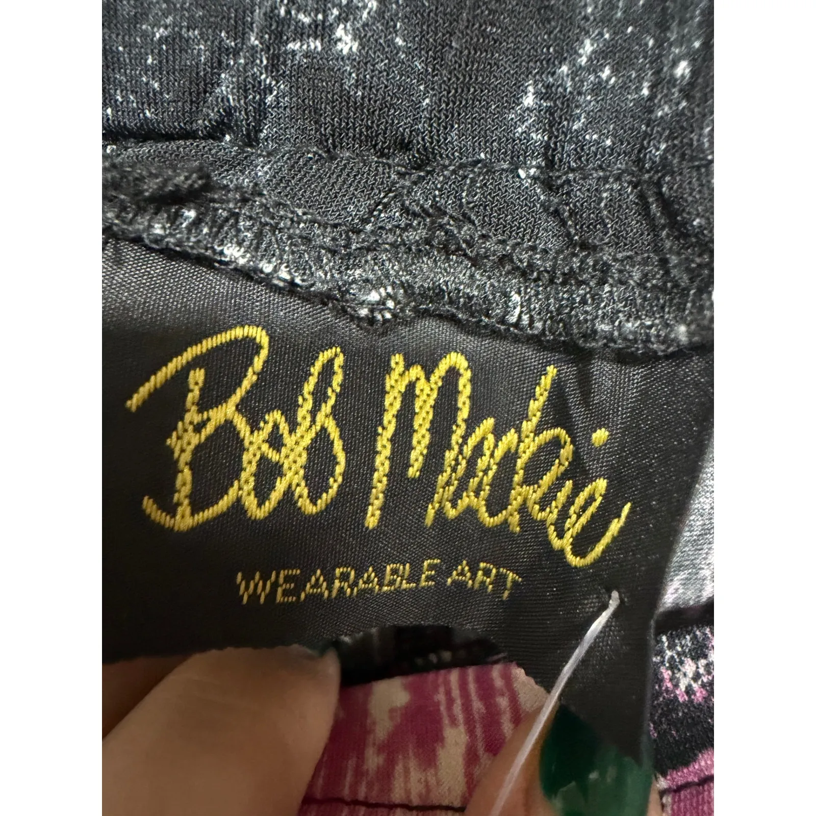 Bob Mackie Wearable Art Pink Black Boho Y2K Maxi Skirt NWT 1X Artsy Whimsical - Image 5