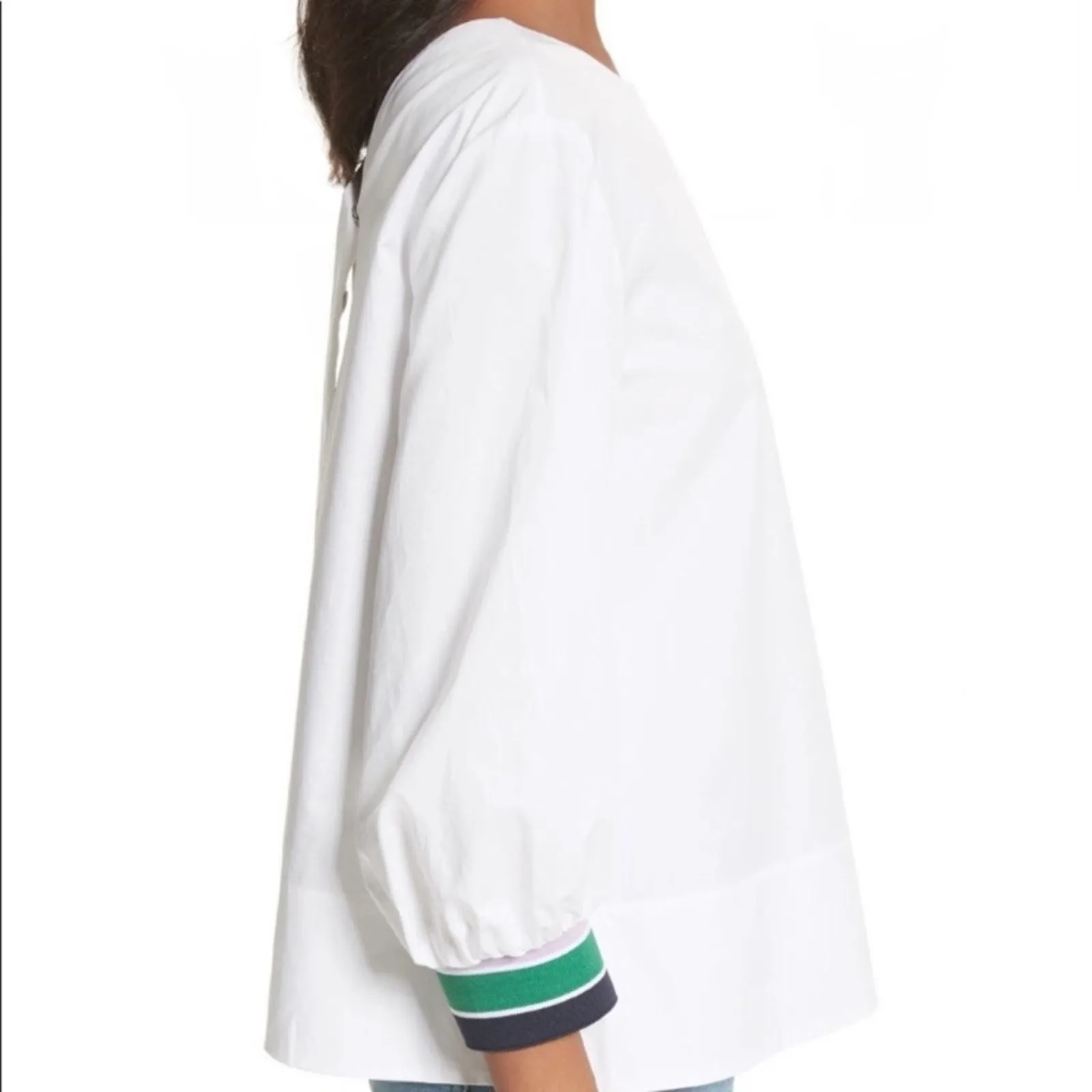 NWT Tibi white tech poplin popover with cutouts and snaps on back - Image 5