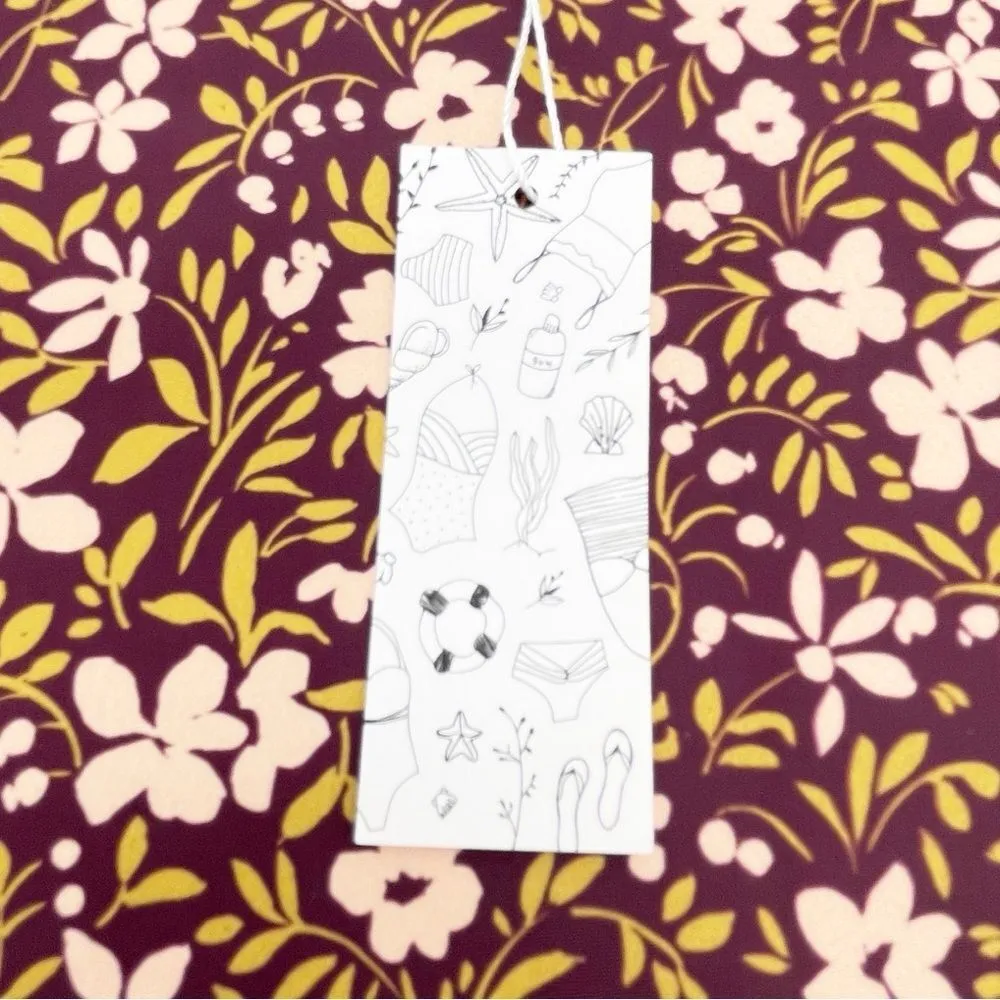 NWT June Loop Ultra High Waist Swim Bottoms Reversible Floral Print Size XS NEW Brown - Image 5