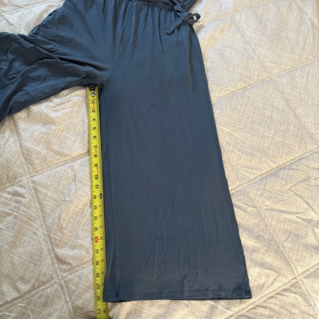 Sienna Sky Women’s L Blue Romper Spaghetti Strap Wide Crop Leg V-Neck Tie Wrap - Image 7