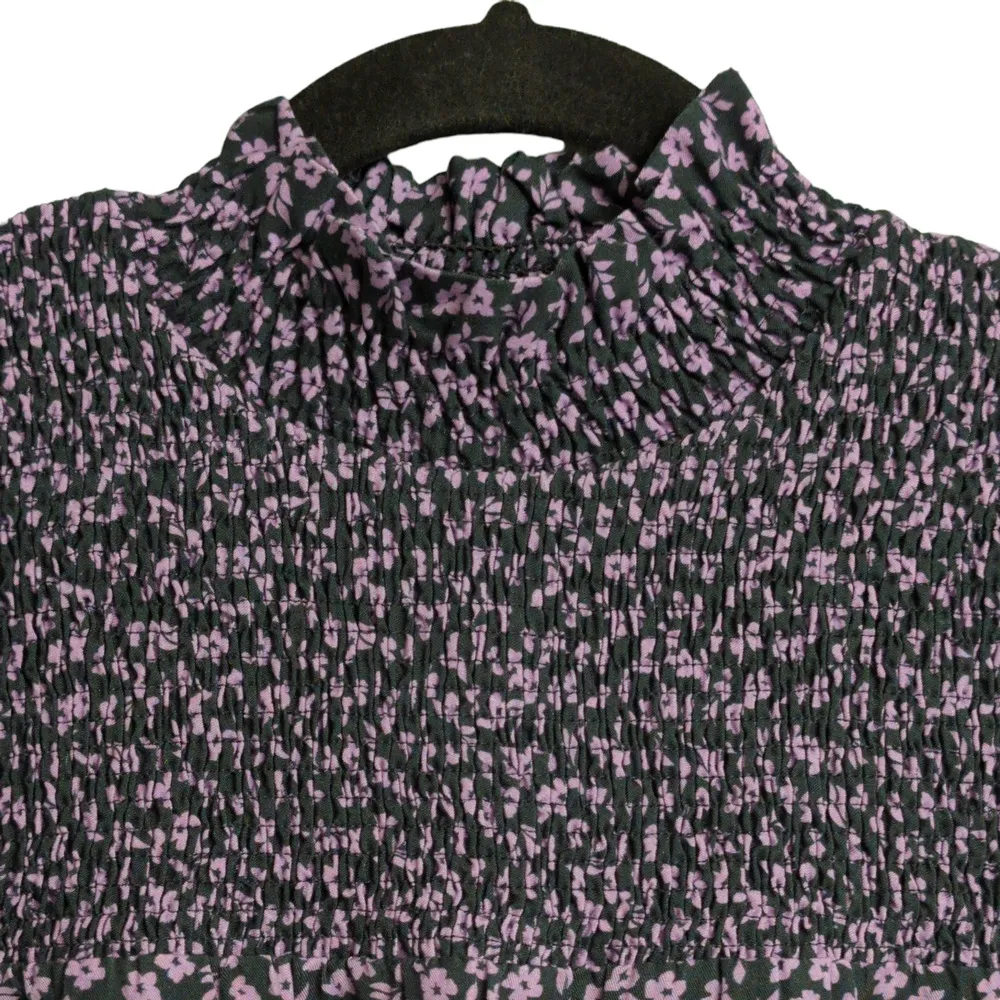 Barbour Midhurst Top Floral Ditsy Print Smocked Ruffle Lyocell Long Sleeve 6 New - Image 3