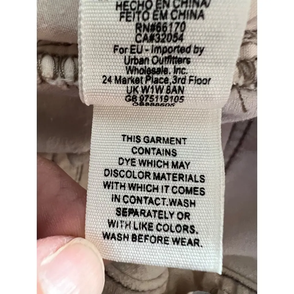 We The Free By Free People Beige Velvet-Like Pants W/ Pockets & Double Button Wa - Image 9