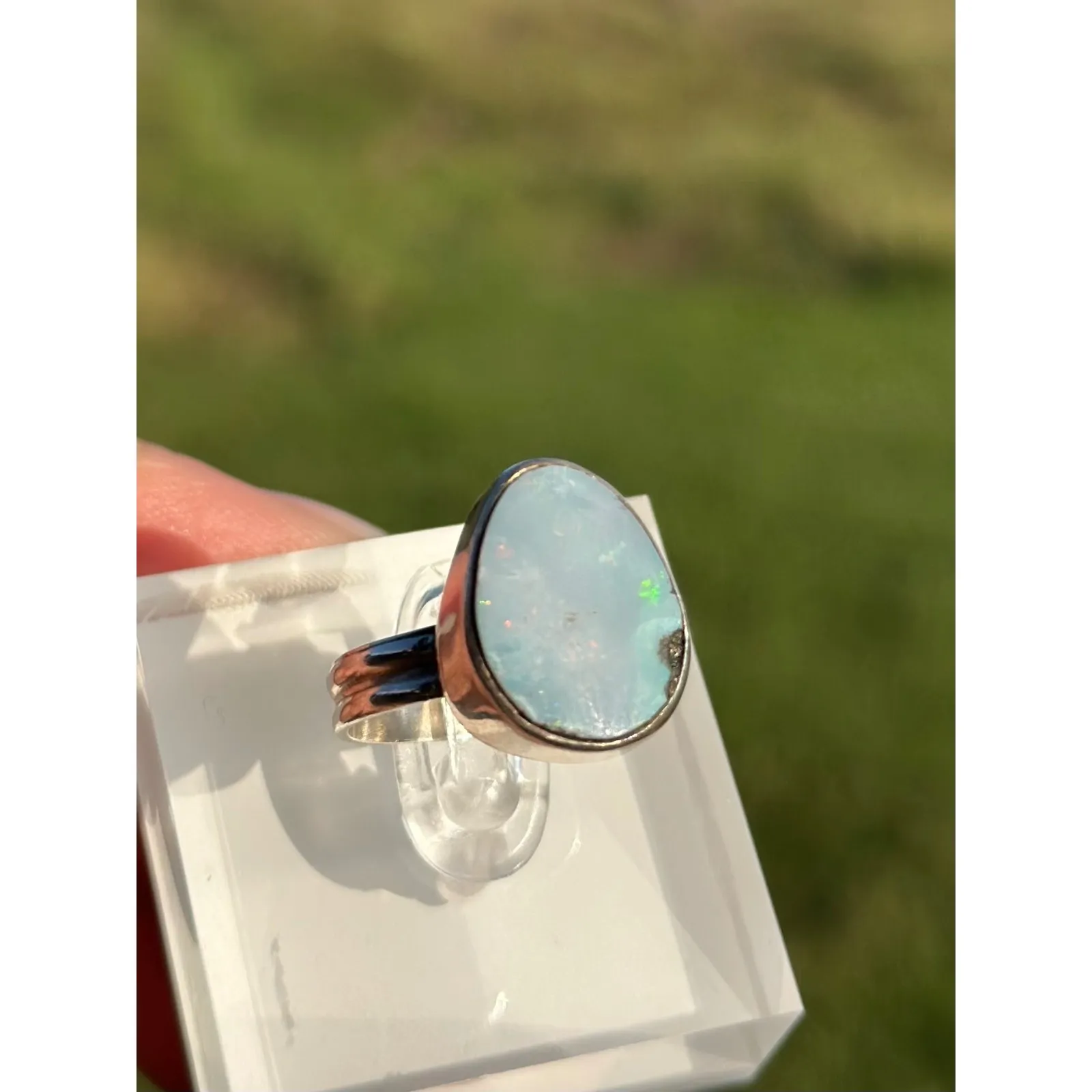 Australian Opal Inlay‎ Sterling Silver Ring Size 7.5 - Image 3