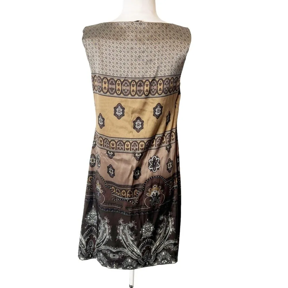 Maliparmi Italy silk paisley dress sz 44 Brown - Image 2