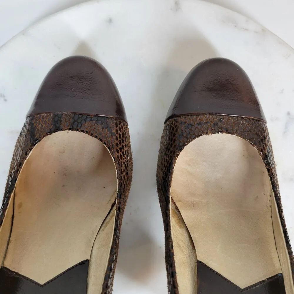 MICHAEL Michael Kors Snakeskin Heels Womens 7.5 Brown Leather Reptile Embossed - Image 14