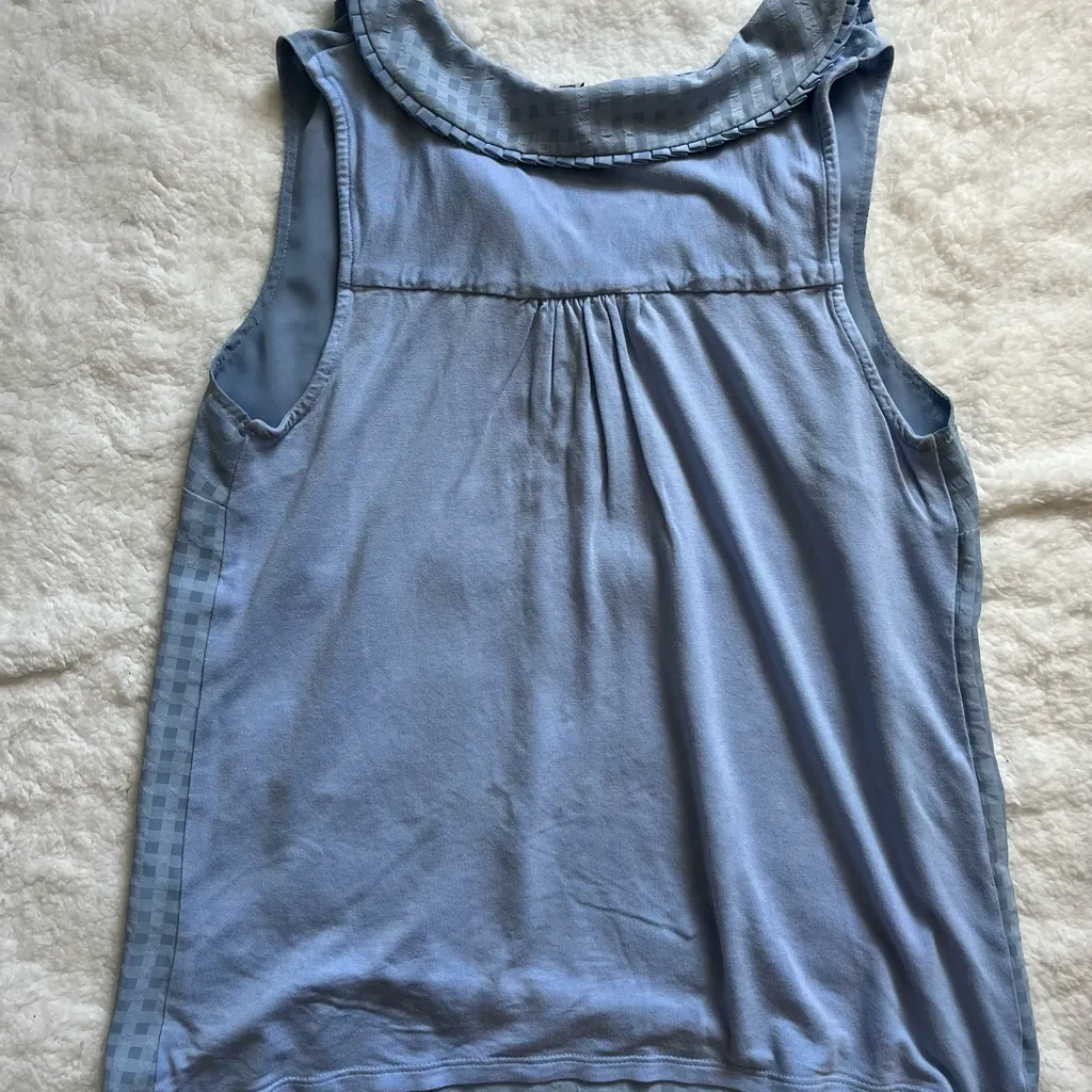 Elle Women's Sleeveless Blouse Top Sz S stripes delicate mother‎ of pearl button - Image 7