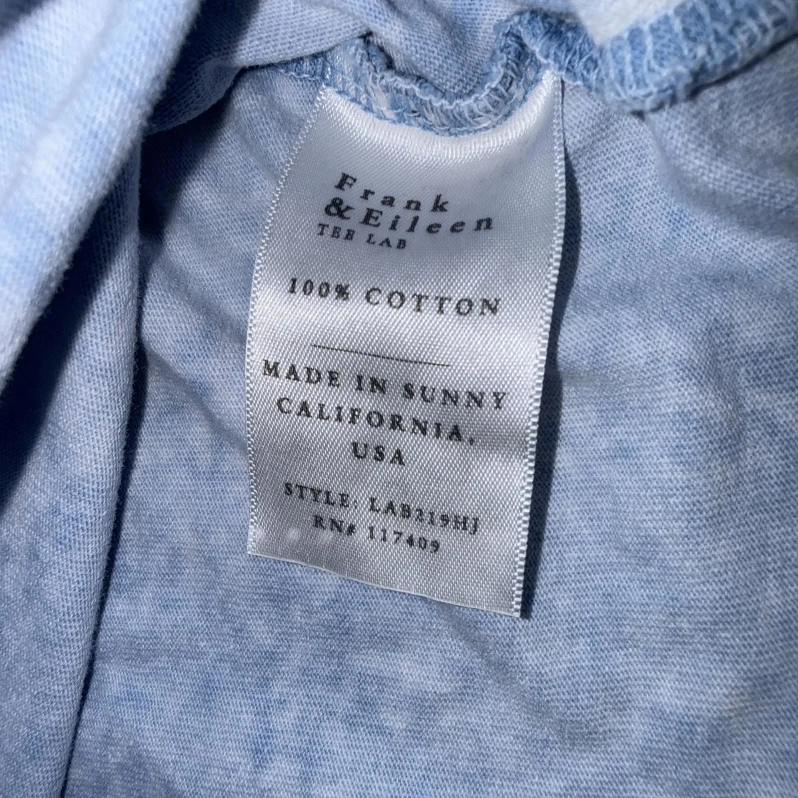 Frank Eileen Tee Lab Crew Essential Minimalist Short Sleeve Shirt Blue Cotton XS - Image 10