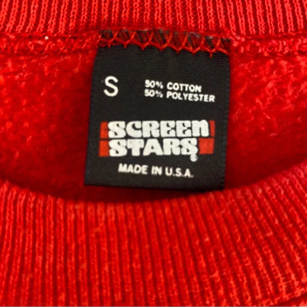 Vintage 1987 Screen Stars Berry Merry Christmas red holiday sweatshirt Sz Small - Image 4