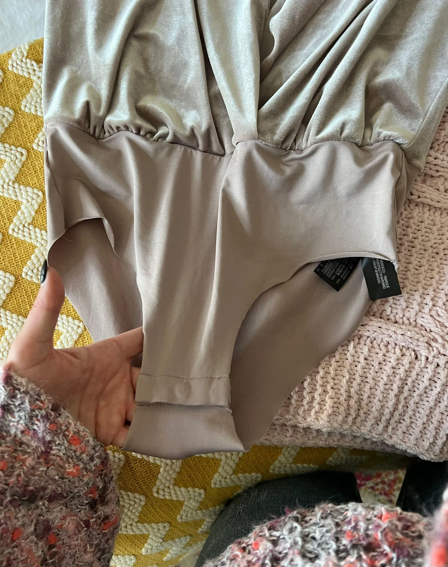 ZARA Beige Velvet Bodysuit  - Image 7