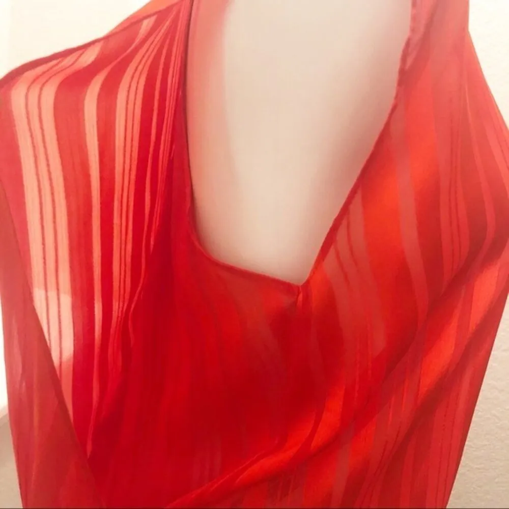 Rachel Roy Neon Tigerlily Burnout Silky Striped Top, Red/Orange Size M New w/Tag - Image 5