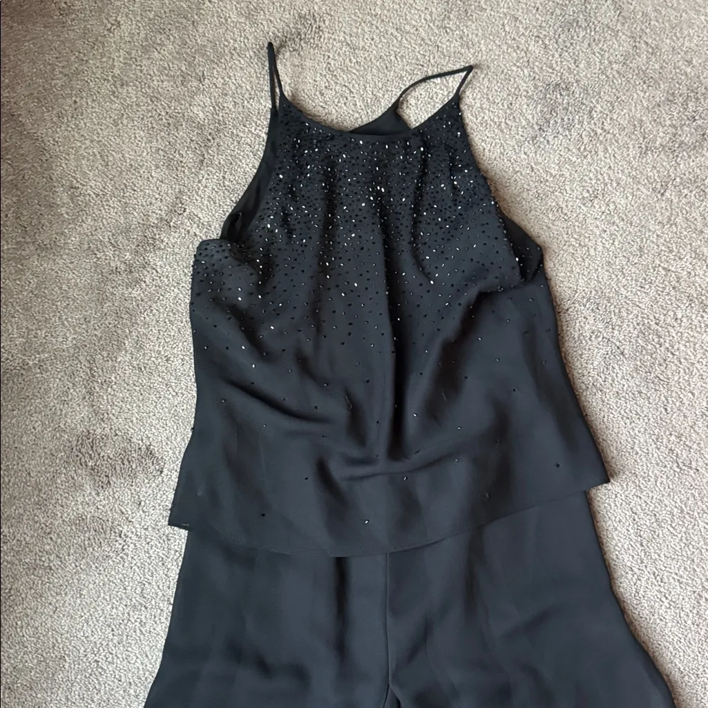 Chelsea Nites Black Chiffon Jumpsuit SIZE 8 - Image 2