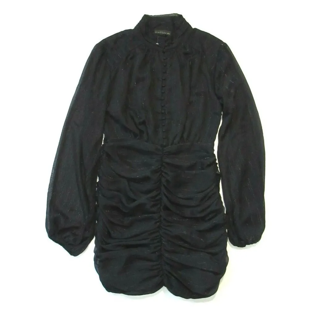 NWoT House of Harlow 1960 Ruched Mini in Black Metallic Pinstripe Dress 10 - Image 2