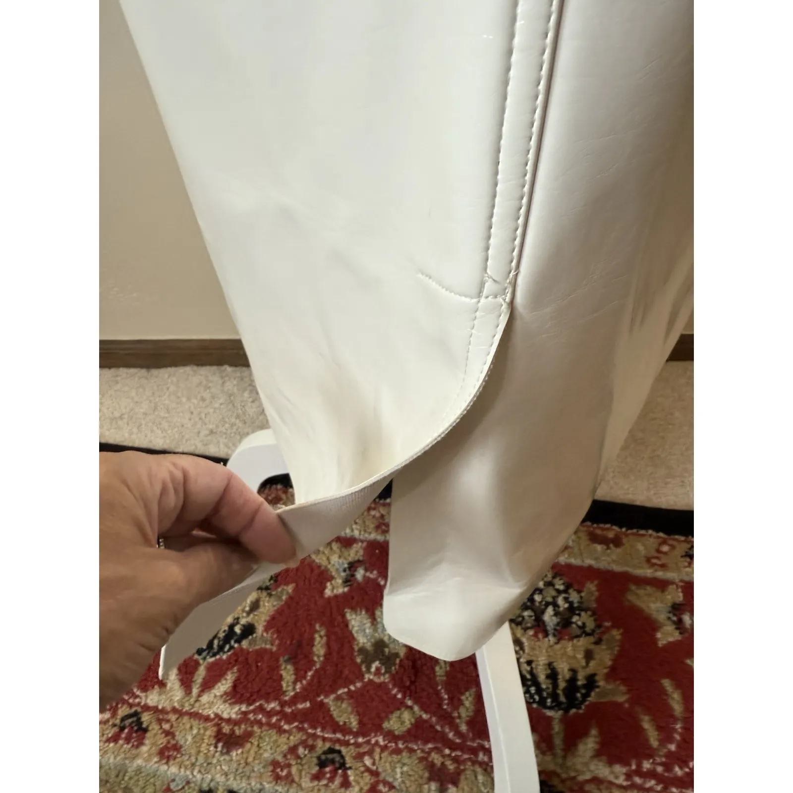 Topshop‎ Vinyl Trench Coat White Size 2 Button Up Long Sleeve Sleek Goth Punk - Image 8