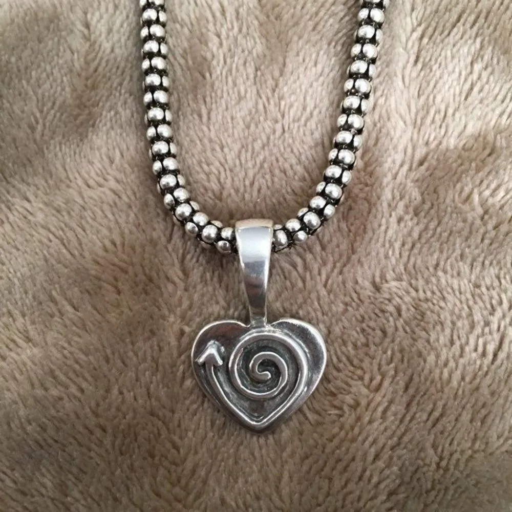 SILPADA Sterling Silver Heart Pendant Popcorn Necklace S1516 N1106 Retired HTF - Image 2