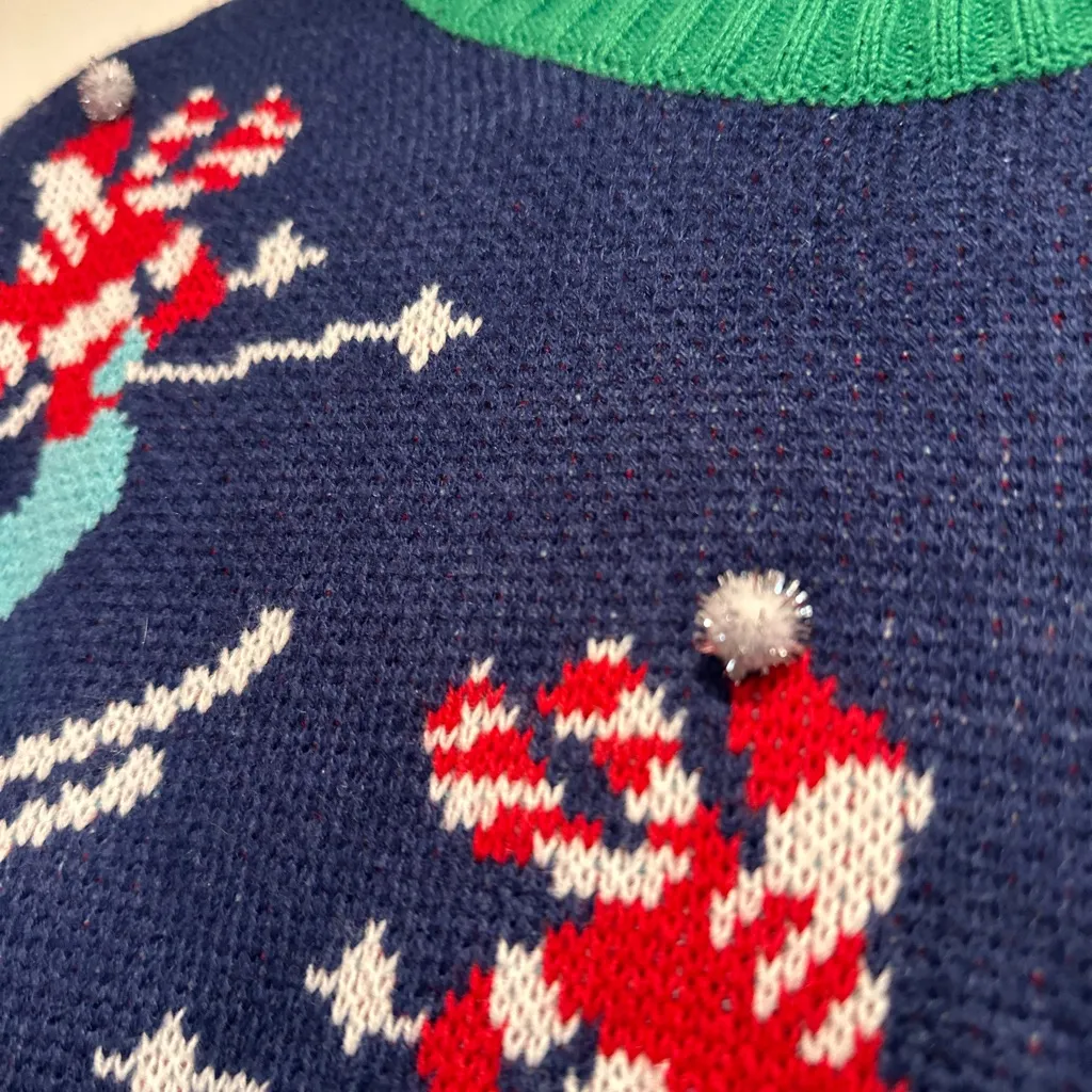 33 Degrees Sz: XS Alpine Down Hill Ski Winter Trees Snow Holiday Pompom Sweater. - Image 10