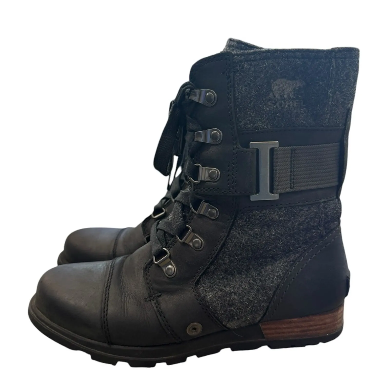 Sorel Women's Major Carly Leather Boot Black & Gray Lace-Up Size 6 - Image 10