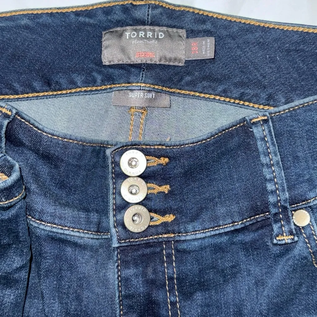 Torrid 18R Jegging Dark Blue Stretch Distressed Super Soft Skinny NWOT - Image 5