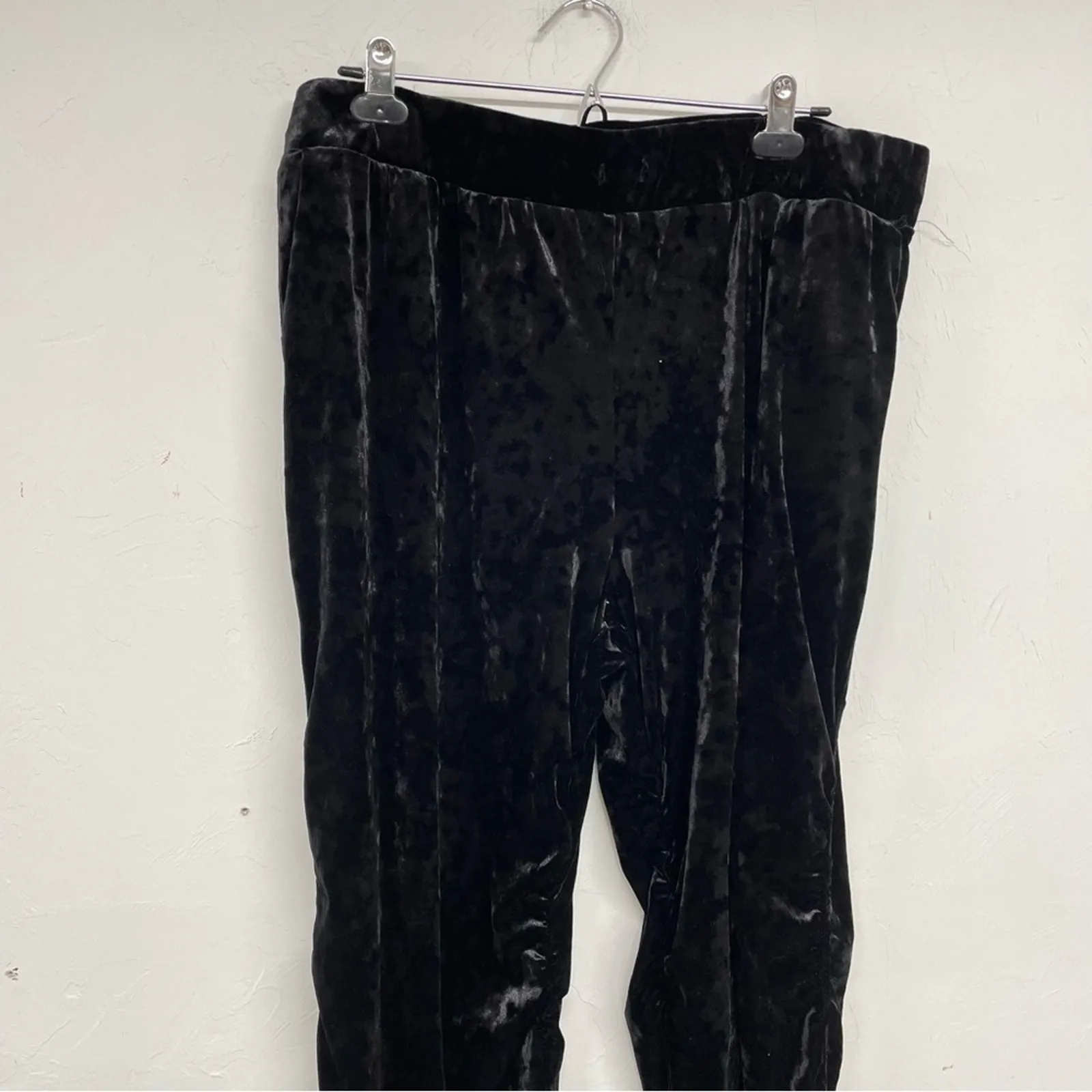 Logo Lori Goldstein Black Velvet Pull On Pants Womens XL Casual Comfort Stretch - Image 3
