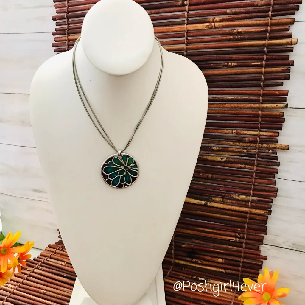 Chico’s Stained Glass Style Necklace Resin - Image 2