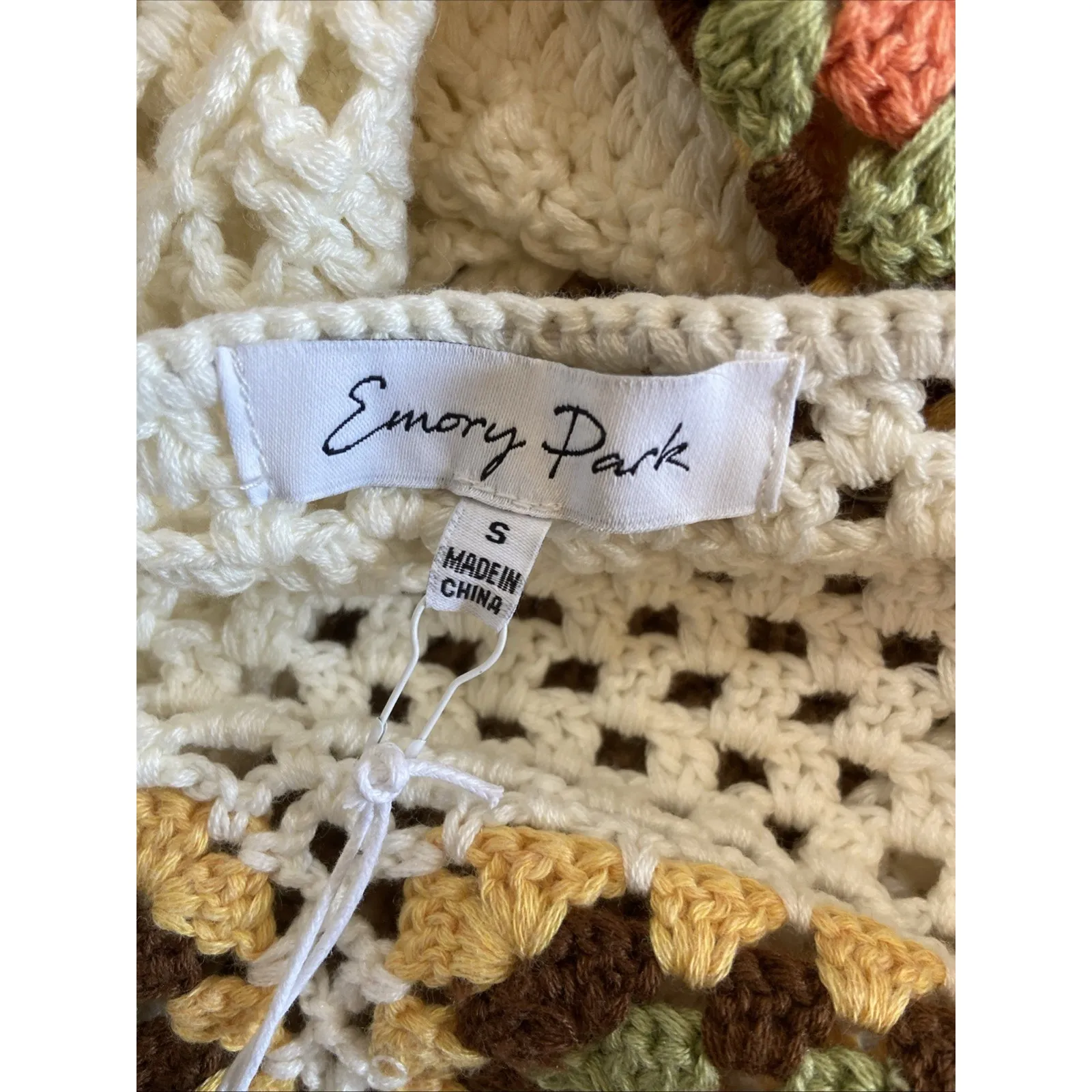 Emory Park‎ Crochet Boho Festival Granny Square Halter Tank Top Shirt Small NEW - Image 10